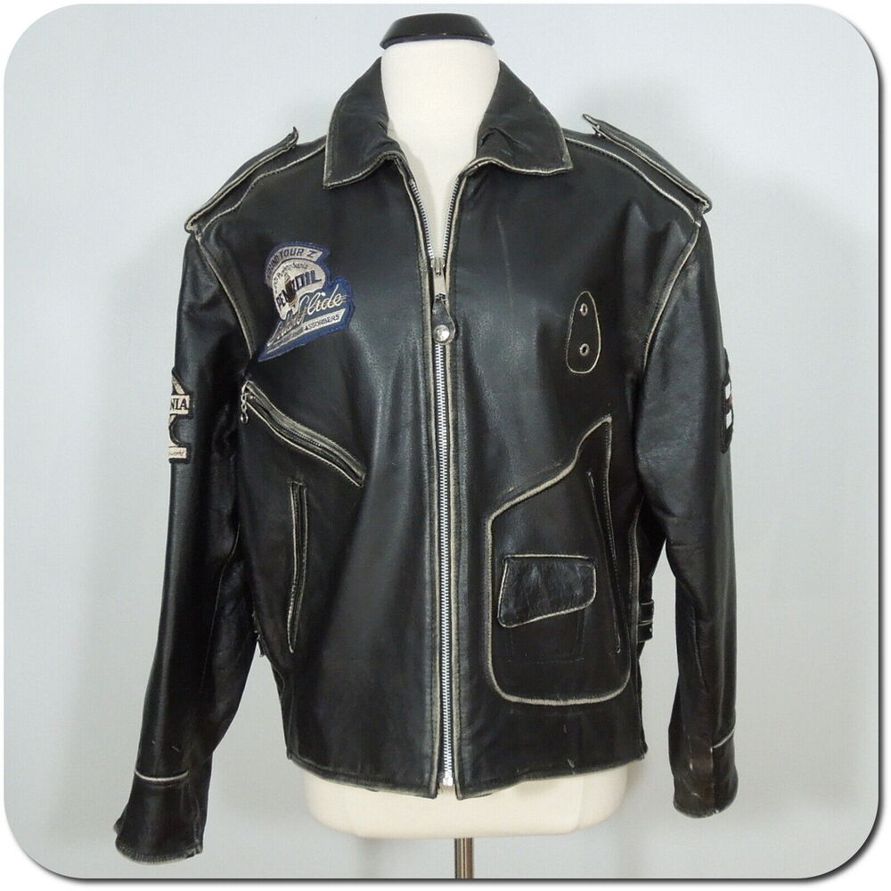 VANGUARD Leather Jacket M MEDIUM (Runs Large) Vintage LEE TREVOR Bike Motorcycle